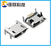 MICRO USB 5PIN母座7.2四腳插板后貼板卷邊/直邊